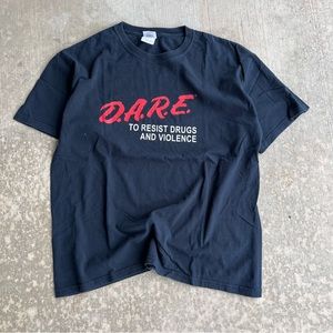 Vintage Y2K DARE T-Shirt Mens Size Large Black